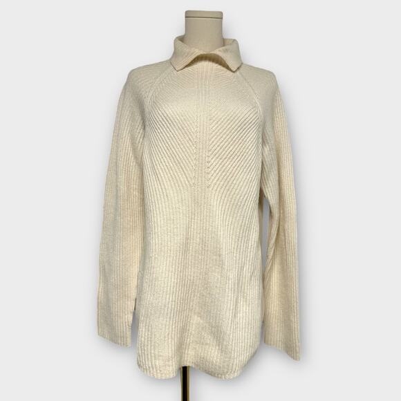 Theory Moving Rib Cashmere Foldover Collar Turtleneck Sweater Size Medium - Picture 3 of 8